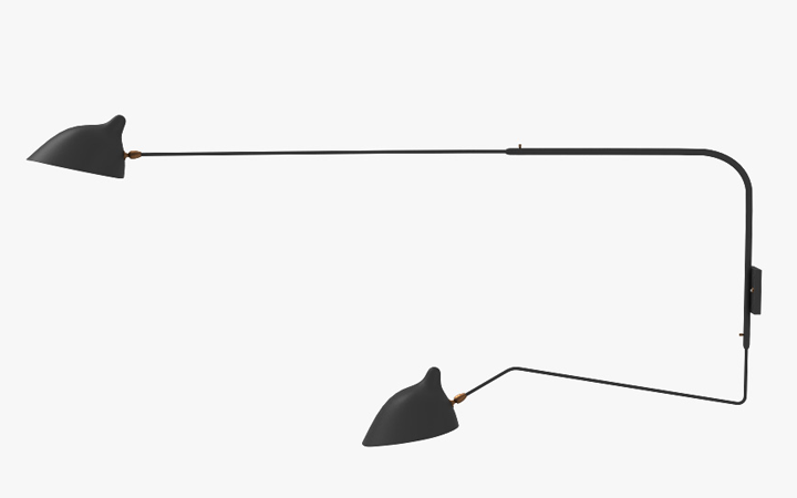 3 Arm Straight Wall Lamp by Serge Mouille Wall Lamps